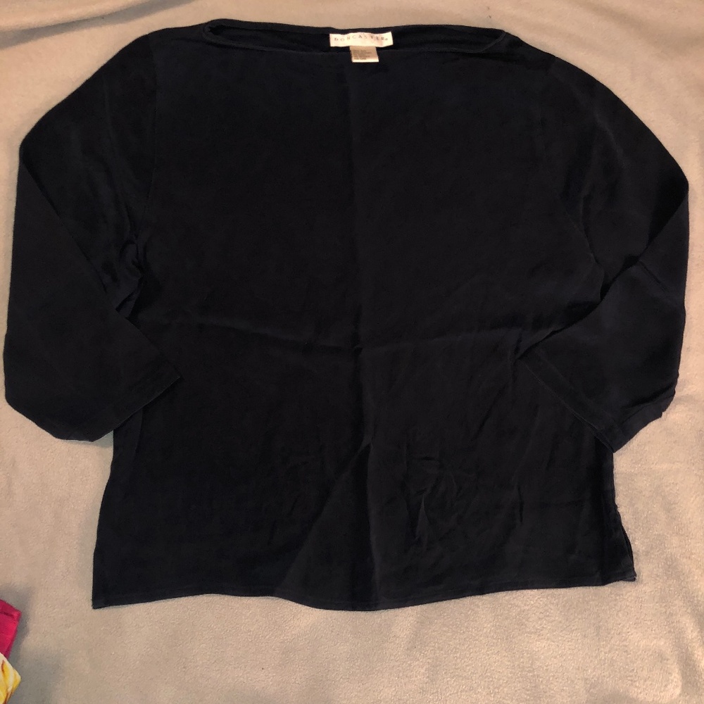 Doncaster navy blue silk top